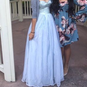 Strapless Pastel Blue Prom Dress